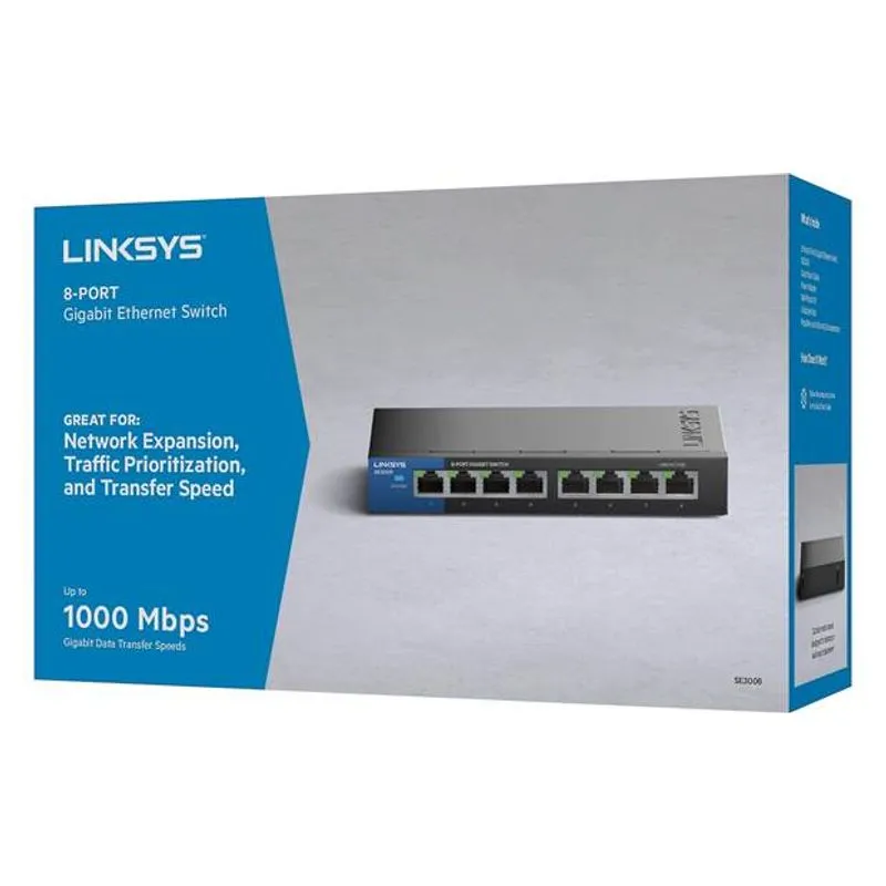 [LINKSYS 8-PORT GIGABIT ETHERNET SWITCH] LINKSYS 8-PORT GIGABIT ETHERNET SWITCH 1000MBPS. 